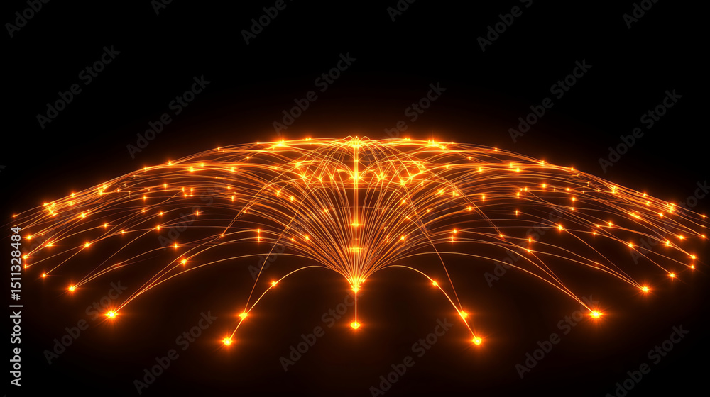 Poster glowing network of interconnected lines and nodes creates stunning visual display