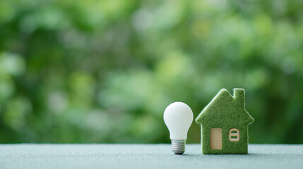 A house and the electric lights beside it embody the concepts of clean energy and sustainable development
