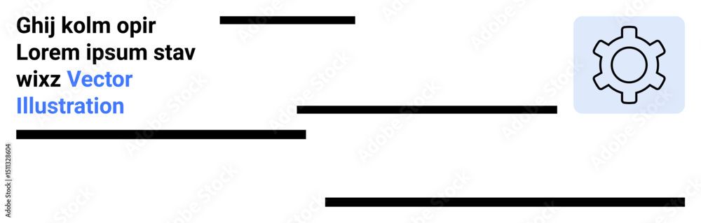 Poster gear icon with horizontal text lines suggests process, technology, settings. ideal for business, aut