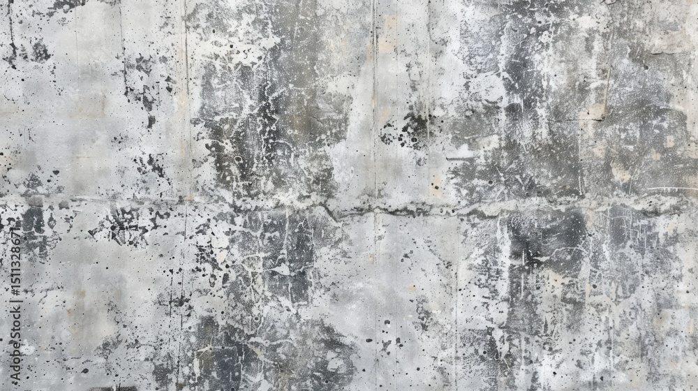 Poster close up of a weathered concrete wall with cracks and stains creating an abstract pattern surface