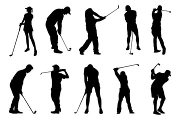 Naklejka premium Golf Silhouette Illustration Set