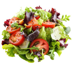 Fresh mixed greens salad with tomatoes and cucumber