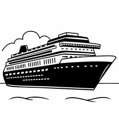 Obraz premium A majestic cruise ship cuts through the ocean, an icon of leisure, adventure and relaxation, sails across tranquil waters under a serene sky. Generative AI