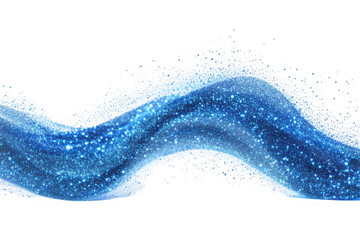 Sparkling blue wave glitter flowing particle stream abstract design element graphic resource isolated on transparent background