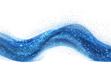 Sparkling blue wave glitter flowing particle stream abstract design element graphic resource isolated on transparent background