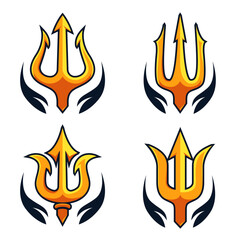 4 golden tridents that have different shapes