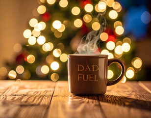 Warm Dad Fuel Coffee Mug by Christmas Tree Lights