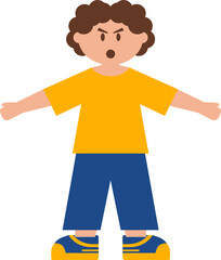Flat Cartoon Illustration of a Boy Character