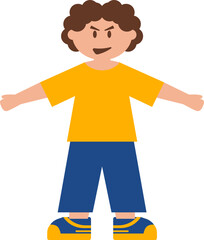 Flat Cartoon Illustration of a Boy Character