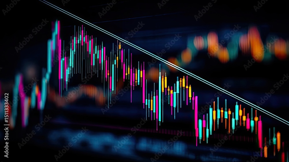 Poster bearish trend with price confirmation for timing concept. colorful data visualization depicting mark