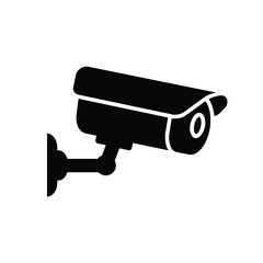 A simple black and white illustration of a security camera, representing surveillance, protection, and the use of technology for safety and monitoring.