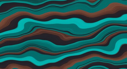 Fototapeta premium Abstract Teal and Brown Liquid Marble Swirls: Serene Flowing Design
