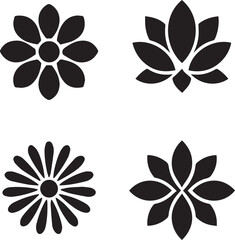 Obraz premium flower shape vector, floral icon set, flowers vector silhouette, symmetrical floral patterns, lotus, petals, abstract blossoms, nature design floral elements illustrations