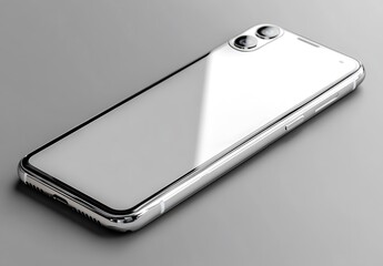 Smartphone mockup with glossy white back and dual cameras


