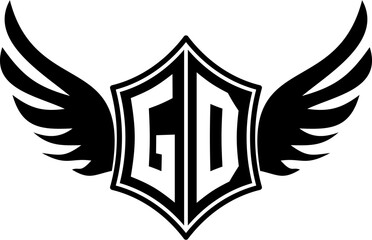 GD logo emblem with winged and shield template