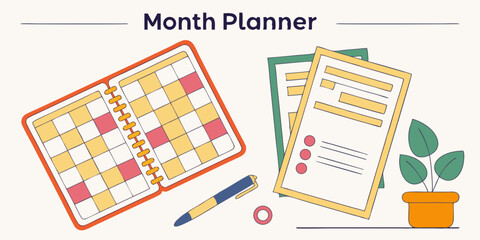 Calendar Set – Collection of Date, Month, and Planner Icons and Templates

