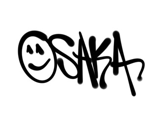 OSAKA city name sprayed graffiti letters isolated style in black