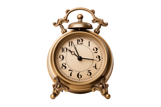 Classic Alarm Clock Isolated on transparent png