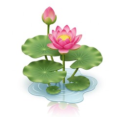 pink water lily 3d isometric