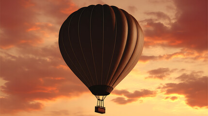 Fototapeta premium A hot air balloon is floating in the sky at sunset