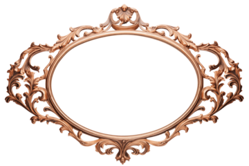 Rose Gold Oval Frame with Crown Detail: Elegant Design Element for Royal or Luxury Branding isolated on transparent background png