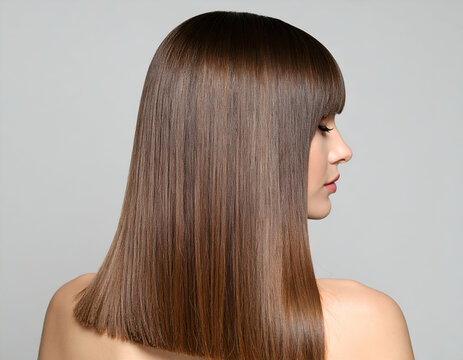 Sleek Straight Bob Hairstyle Side-Parted, Shiny, and Smooth