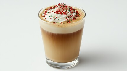 Festive coffee drink on white background