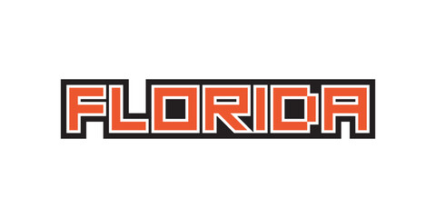 Bold Outline Florida Text Graphic Design Illustration Isolated Element
