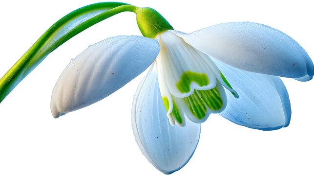 A white flower with green leaves and a green heart in the middle