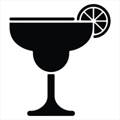 Vector graphic of a black silhouette of a margarita glass with a wide