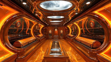 Luxurious, ornate funeral bus interior