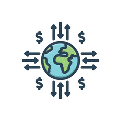 Color illustration icon for global transfer