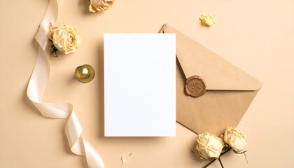 Blank note paper on wooden board with vintage flower decoration