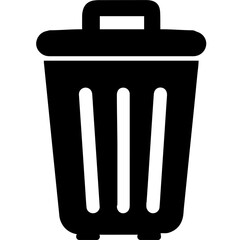 Vector trash icon of a black bin, a symbol for delete or garbage