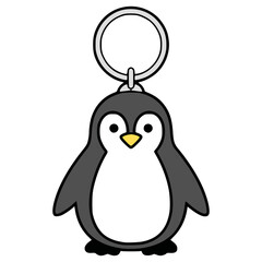 penguin animal keychain souvenir flat color vector illustration template design