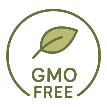 GMO free label emblem nature flat color vector illustration template design