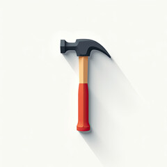 Modern Hammer Icon: Red & Black Tool - Minimalism
