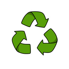 Environmental symbol ison of three green arrows, Vector representation of Reduce, Reuse, Recycle in Eco-Friendly