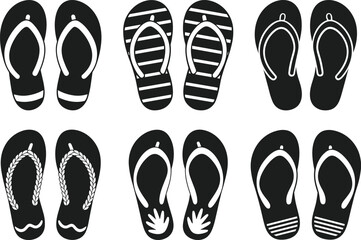 Flip Flops Silhouette Vector Set – Summer Beach Sandals Collection