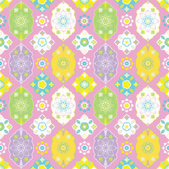 Floral easter egg seamless pattern vector illustration for spring holiday decoration
