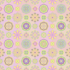 Seamless vector floral pattern with pink flowers, ideal for wallpaper, textile, or vintage spring nature designs