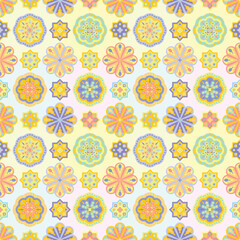Seamless pattern with colorful floral illustration for spring and summer textile design