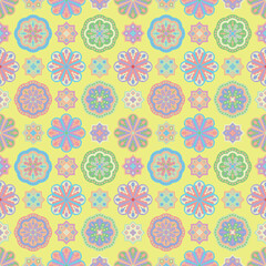 Seamless floral pattern with decorative spring flowers, a vibrant vector illustration for textile design or wallpaper