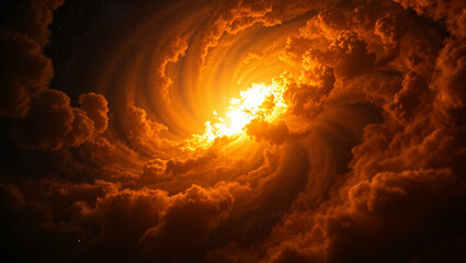 Fiery Vortex of Clouds A Celestial Inferno Artwork