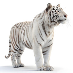 Obraz premium A stylized hyper-realistic CGI tiger standing strong with detailed fur and intense eyes.