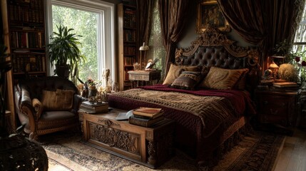 Fototapeta premium Cozy rustic bedroom interior