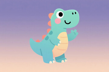 Obraz premium Cute Colorful Cartoon Dinosaur for Children