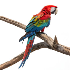Obraz premium A vibrant full-body macaw parrot perched gracefully with colorful feathers and a lively posture.