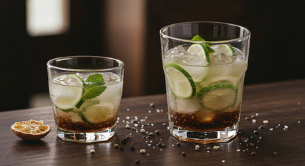 mojito cocktail on black background