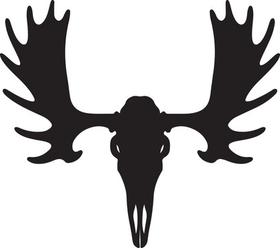 silhouette of moose head skull vector art illustration.